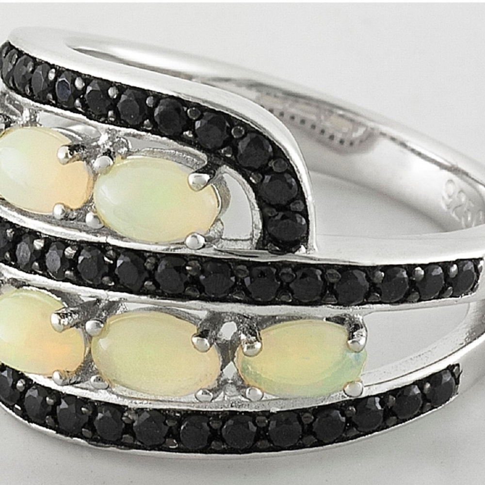 Genuine Honey Opal & Black Spinel Sterling Silver Ring Size 9.5! 😲 Final Price - Picture 9 of 9